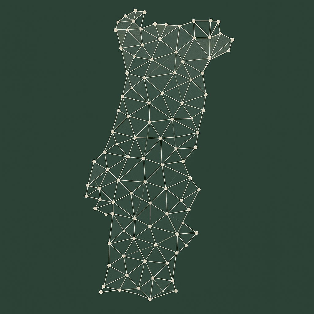 Portugal map with network connections
